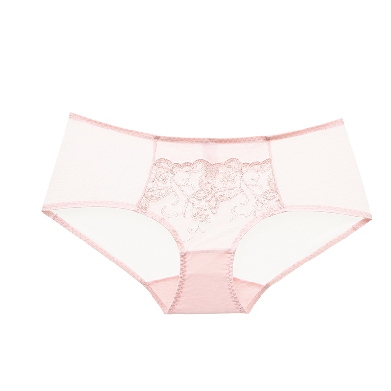 都市丽人优雅蕾丝刺绣双层网纱性感舒适塑型中腰女士内裤2P8310