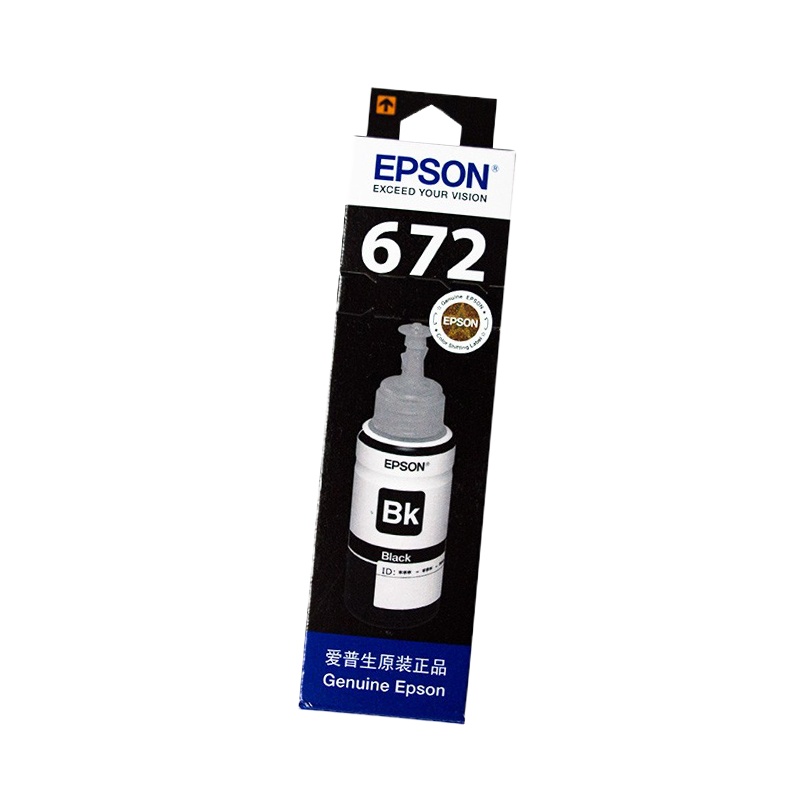 爱普生原装672墨水 T672一套四色 黑色