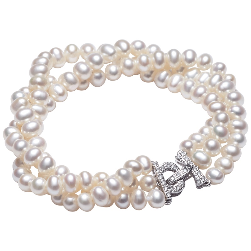 佰色传情4.5-5mm淡水珍珠手链时尚个性优雅多层手圈