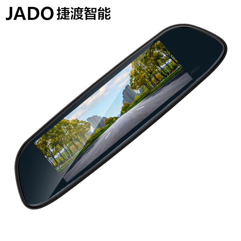 捷渡D500行车记录仪双镜头高清夜视8英寸大屏全景倒车影像后视镜前后双录 标配+32G卡