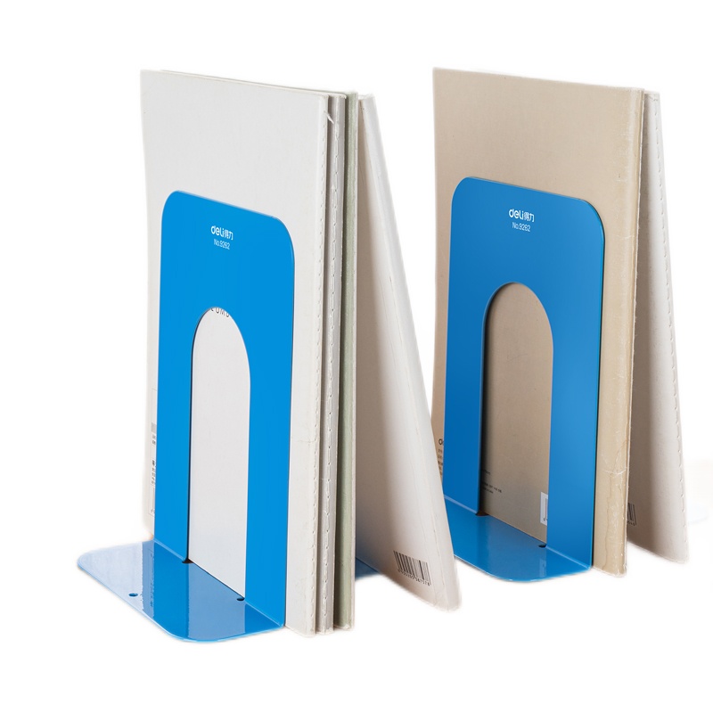 得力（deli） 办公室书隔创意书立书夹书靠书挡铁书架阅读架读书架学生 【高192mm】 9262蓝色