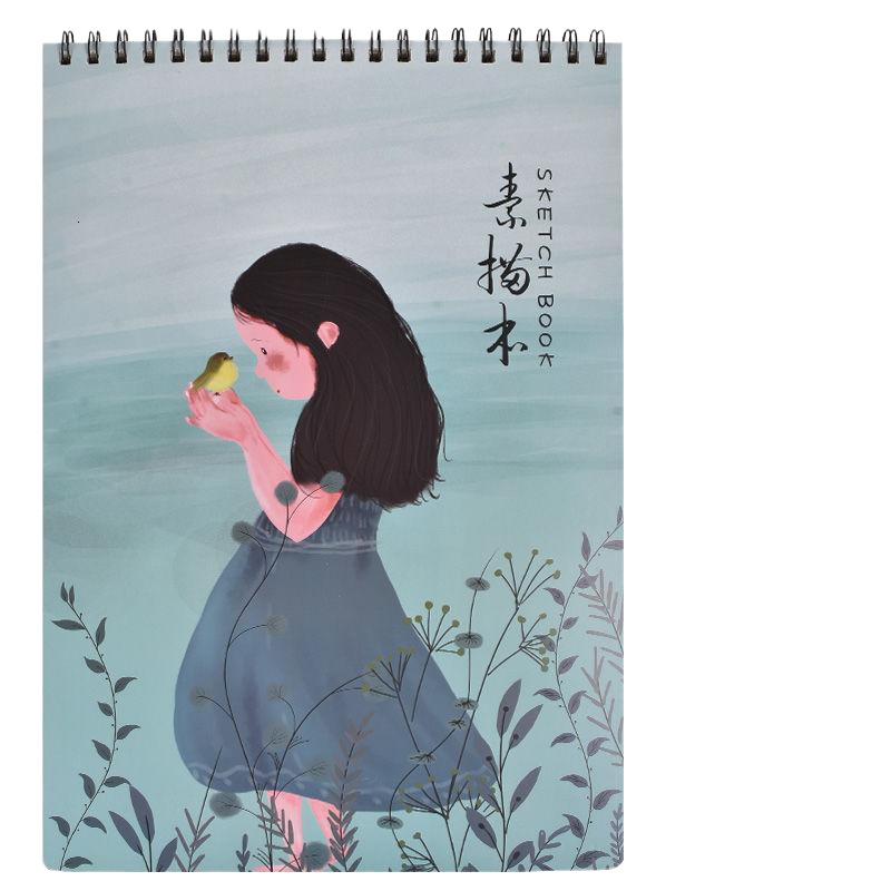 学生用加厚特大8K素描本A4美术绘画本卡通可爱画画本子彩铅绘画本 特大8K少女封面[50张纸]