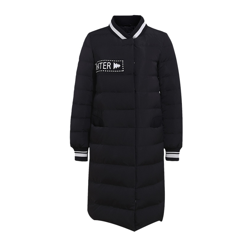 千仞岗2019秋冬新品羽绒服女中长款棒球领直筒休闲羽绒服女