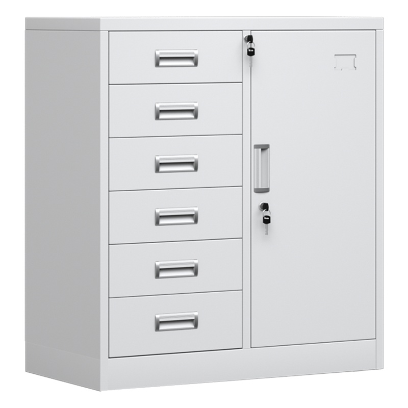 永格偏六斗矮柜办公抽屉柜A4文件柜铁皮柜储物柜带锁小柜子档案杂物柜