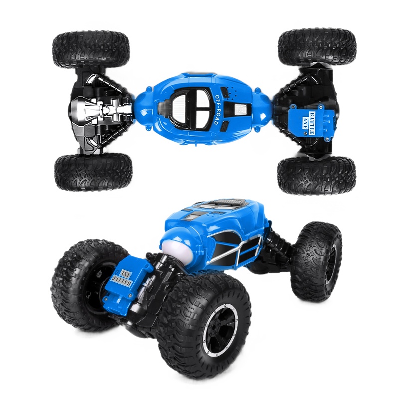 勾勾手遥控汽车扭变攀爬车特大号儿童玩具男孩四驱越野车一键变形电池玩具 加大号扭变攀爬车38CM-蓝色单电20分钟