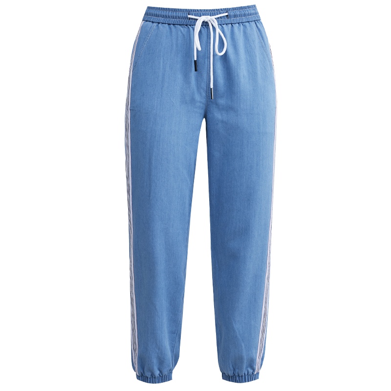 娅丽达女裤2019夏季冰丝天丝莱赛尔哈伦牛仔裤女束脚运动薄款九分I2111