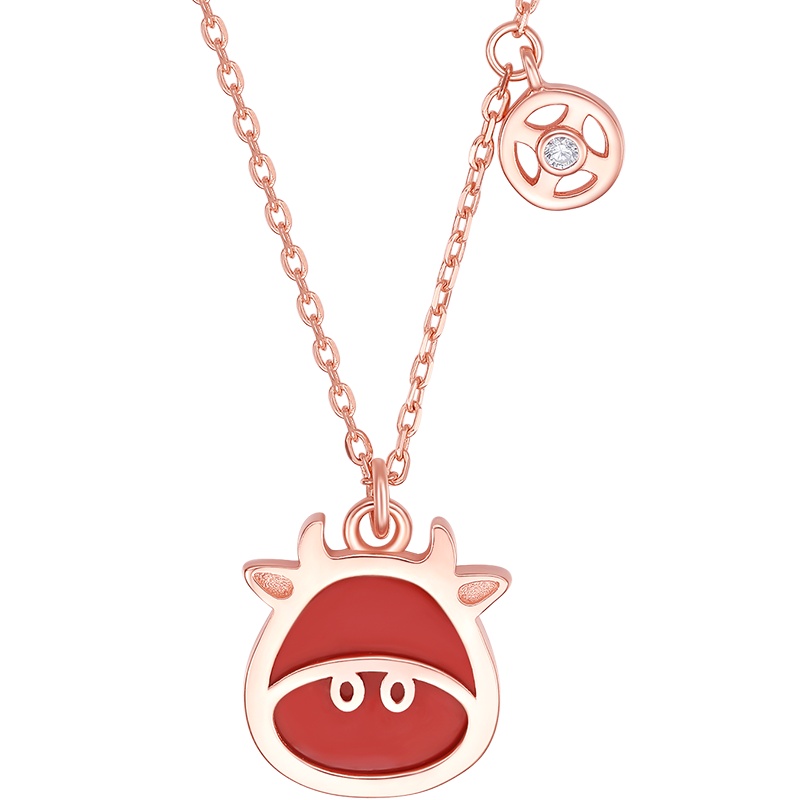 周大生S925银镀红小牛套链