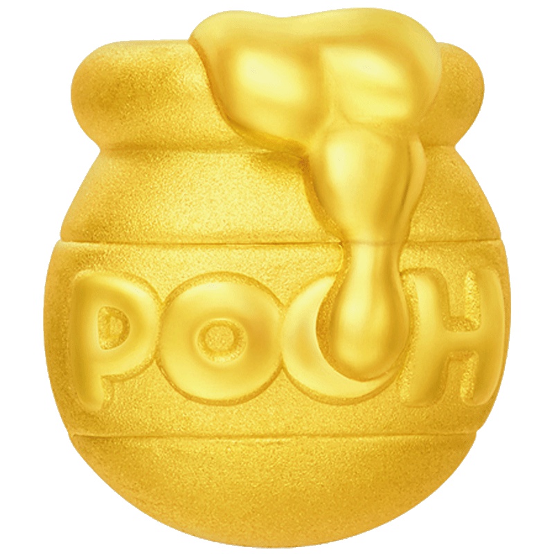 周大福迪士尼小熊维尼蜜糖罐转运珠足金黄金吊坠R18819