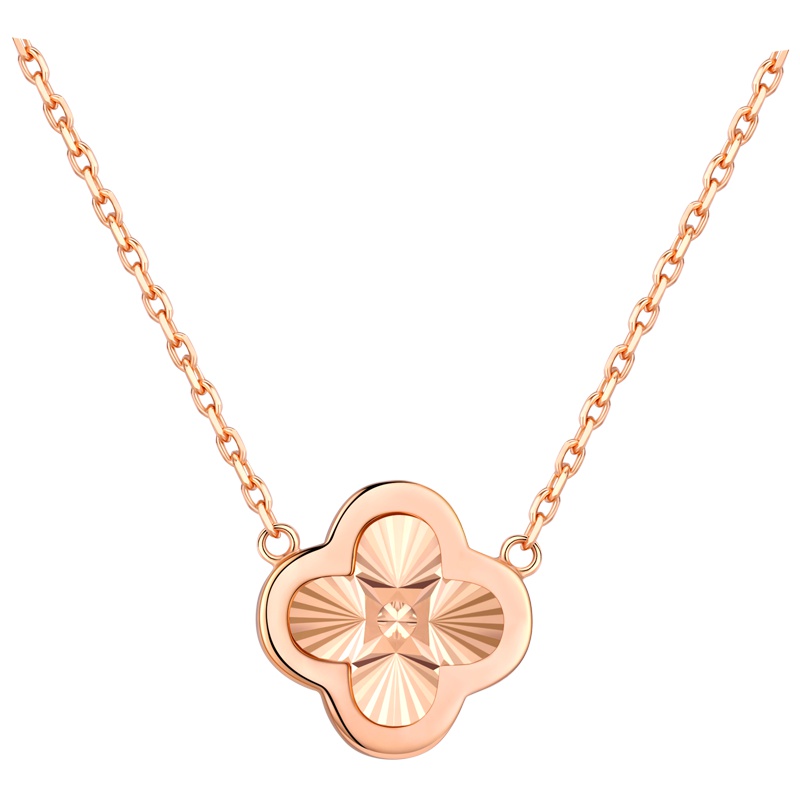 佰色传情BRIR S925纯银项链车花四叶草锁骨链玫瑰金项链短款韩国时尚饰品生日礼物送女友送闺蜜