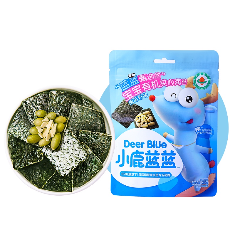 小鹿蓝蓝 宝宝有机夹心海苔 椰子味20g 宝宝零食海苔脆片即食海苔儿童零食辅食点心