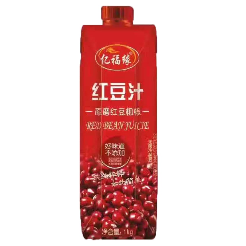 亿福缘红豆汁果汁瓶装整箱饮料纯物理保鲜聚餐烧烤酒宴1kg*6瓶