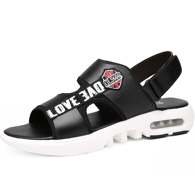 策乐(cele)夏季凉鞋男头层牛皮沙滩鞋气垫底凉拖鞋露趾潮流拖鞋男防滑耐磨RL-1602