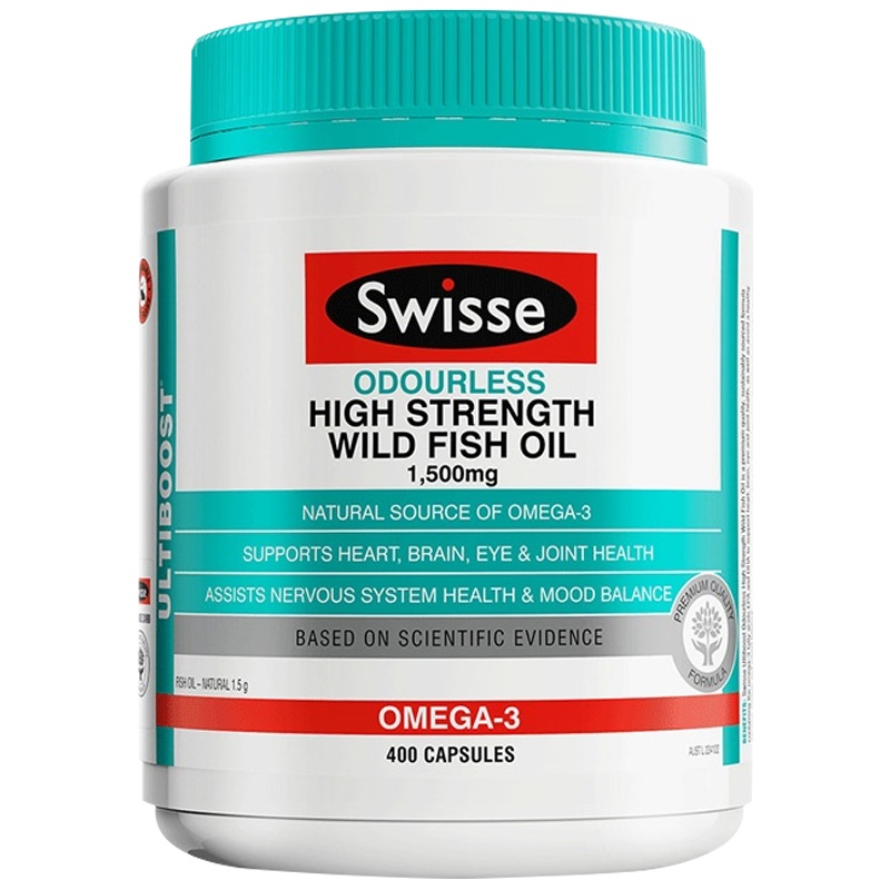 Swisse斯维诗 无腥高浓度深海鱼油胶囊1500mg 400粒/瓶 中老年鱼油 澳洲进口