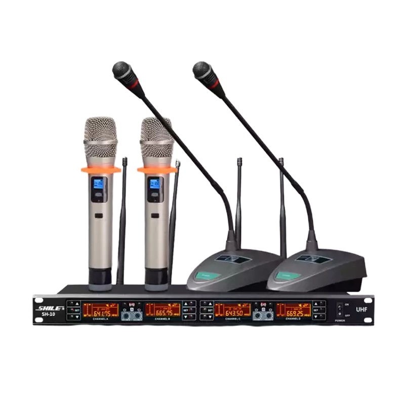 狮乐(SHILE) 无线话筒一拖四 无线话筒一拖四会议鹅颈头戴耳麦领夹培训麦克风套装SH10U段