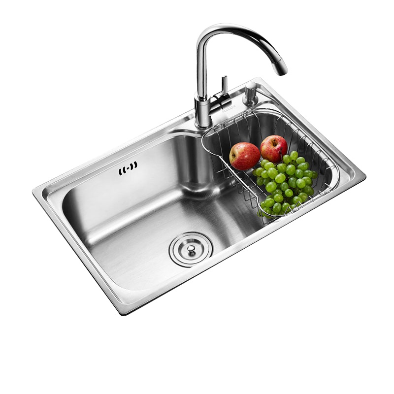 卡贝水槽单槽厨房洗菜盆加厚 304不锈钢洗菜池水池水斗大单槽套餐