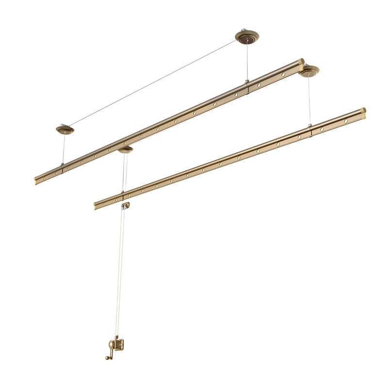 盼盼升降晾衣架阳台晾衣杆 室内家用手摇双杆式凉衣架晒衣架 三杆升降晾衣架