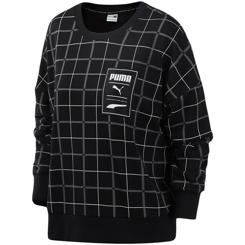 PUMA彪马女装运动服刘雯同款休闲复古格纹百搭卫衣597892