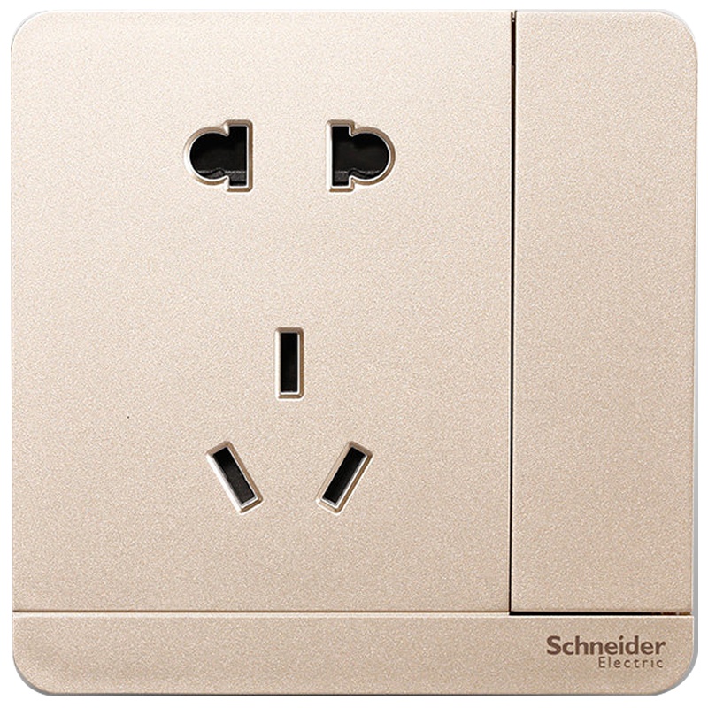 施耐德电气（Schneider Electric）电源插座86型 五孔带双控开关 绎尚薄暮金