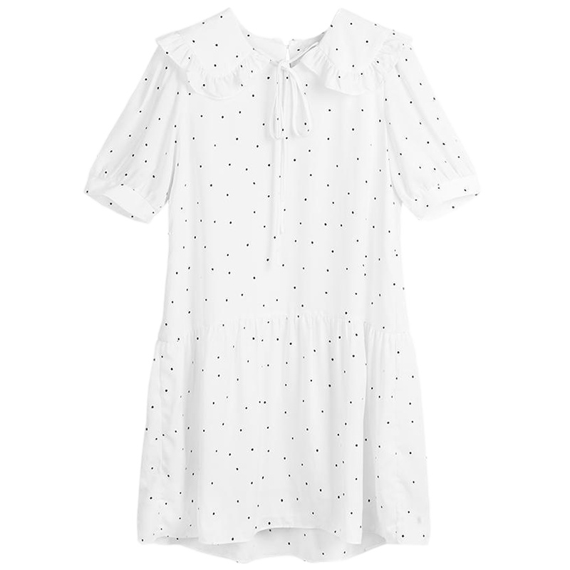 拉夏贝尔白色连衣裙女装韩版夏季新款荷叶边宽松中长款显瘦欧美裙子