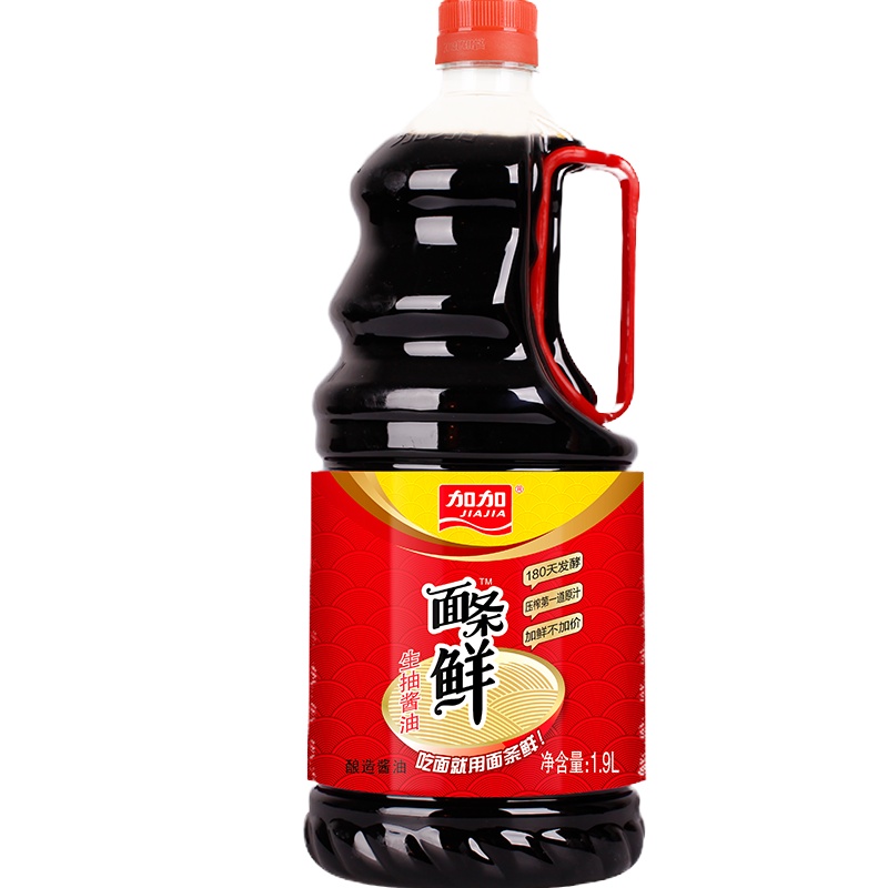 加加旗舰店 酿造酱油 面条鲜生抽1.9L 面条好搭档 健康无添加 大瓶家庭装