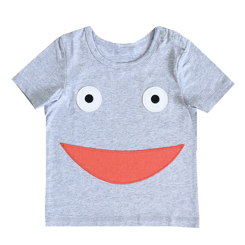 安笛贝乐童装夏季新款中小童短袖灰色卡通T恤男童圆领上衣半袖全棉 潮80-120cm
