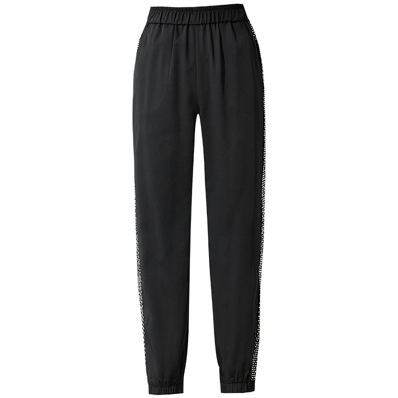 蓝旗女薄款九分裤镂空网钻长裤2021新款夏季灯笼裤垂感显瘦