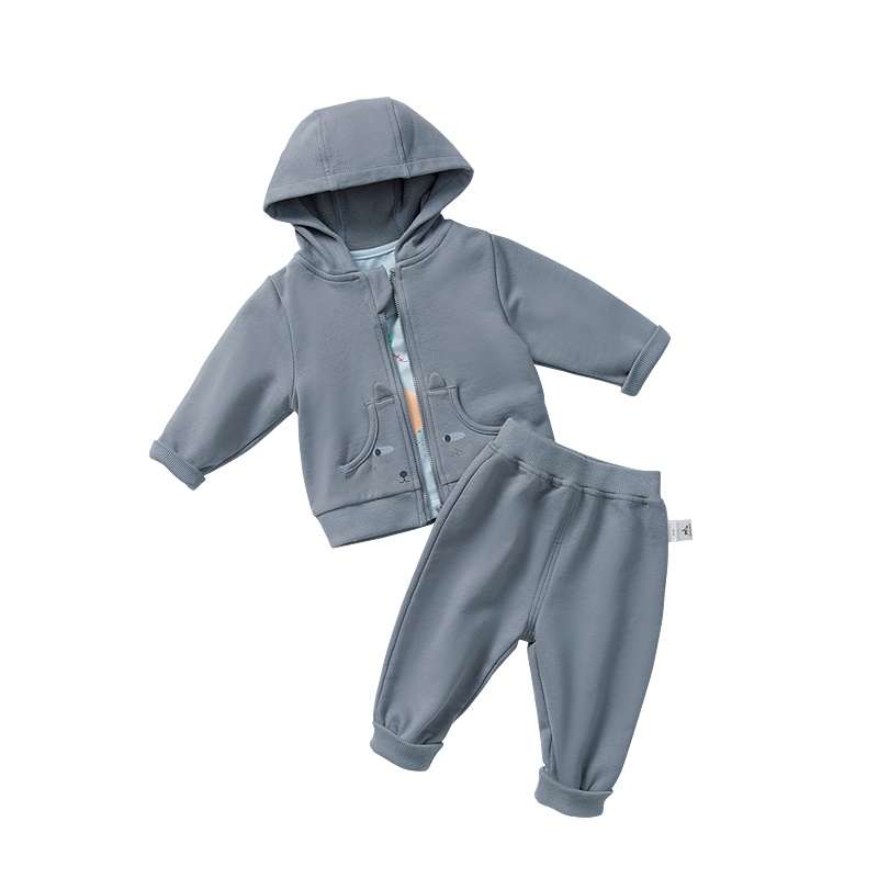 欧孕男女童秋季套装婴幼儿宝宝连帽衣服外出两件套装