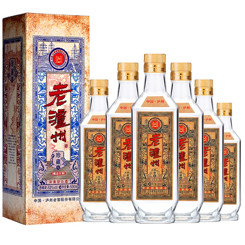 泸州老窖 老泸州(珍藏版) 52度浓香型白酒 粮食酿造 500ml*6瓶装
