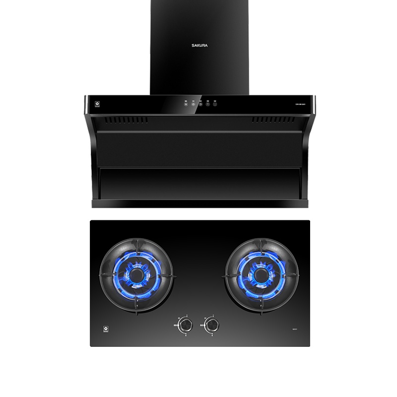 樱花(SAKURA)烟灶套装7字型抽油烟机家用吸油烟机大吸力顶吸侧吸式油烟机CXW-280-QA01+GC01液化气