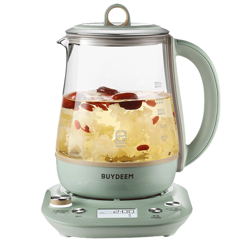 北鼎(buydeem)燕窝壶K165 多功能养生壶 煮茶器 高硼硅玻璃保温玻璃按键式燕窝壶简配版 1.5L