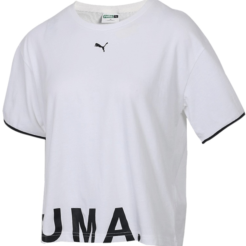 彪马PUMA女子舒适休闲宽松透气跑步训练圆领运动短袖T恤 579135-01