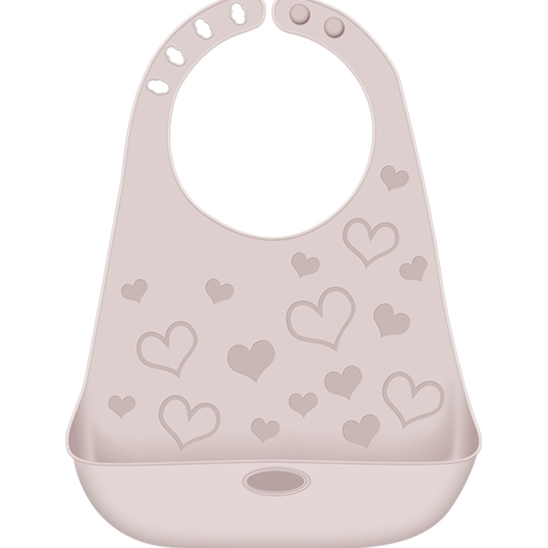 棉花秘密婴儿硅胶围兜儿童喂食吃饭兜防水耐脏 粉色