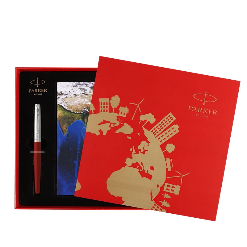 派克（PARKER）签字笔礼盒 乔特复古红白夹宝珠笔+AR笔记本礼盒套装