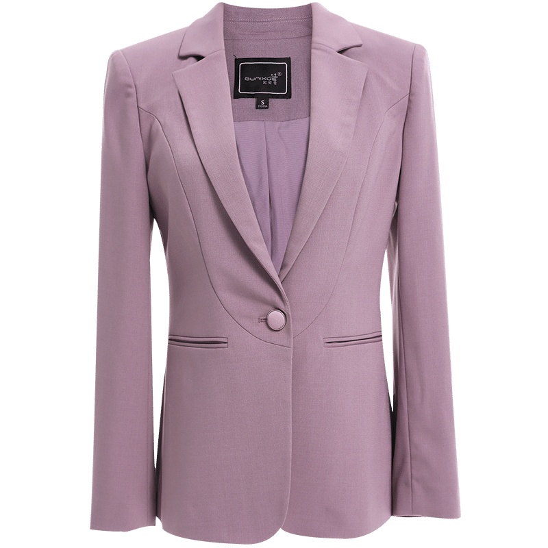 欧昵雪时尚气质翻领修身收腰短款西装外套女长袖西服