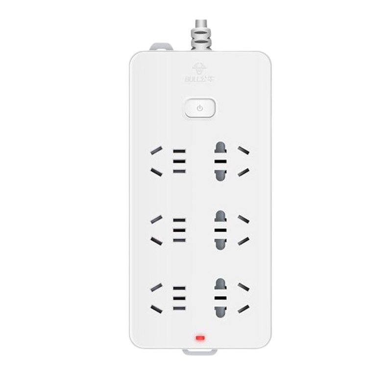 BULL公牛 接线板 10A250V 6位总控 5米导线 新国标 GN-109K