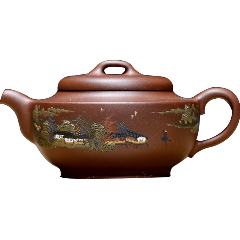 询价 镜瓦原矿紫泥助工施昌纯全手工彩绘宜兴紫砂壶家用茶具保真 泥绘王子 施昌手工制作