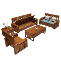 胡桃木实木沙发组合123储物中式沙发客厅木头沙发原木制沙发