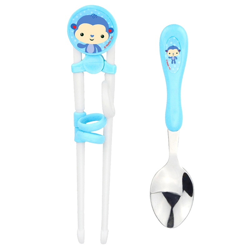 费雪牌(FISHER-PRICE) 母婴幼儿童PP不锈钢更与练习筷套装 FP-8021 蓝色 适合年龄:12个月以上