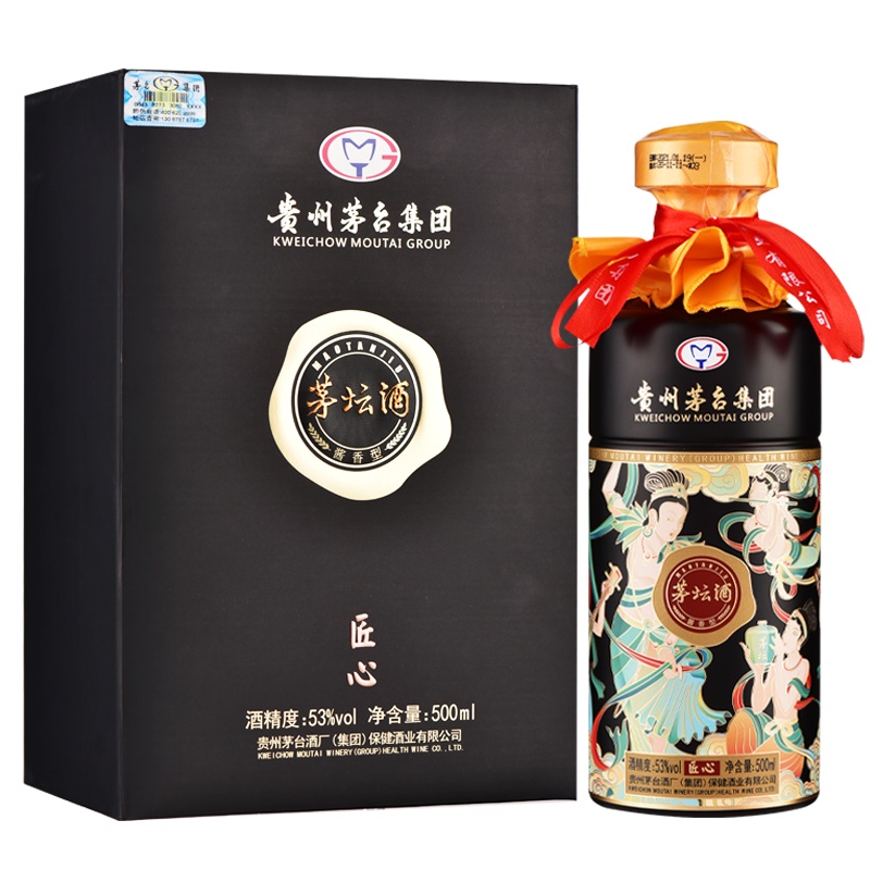 贵州茅台集团保健酒业有限公司 53度酱香型白酒 茅坛酒 匠心 飞天仕女图礼盒酒水 500mL*1瓶