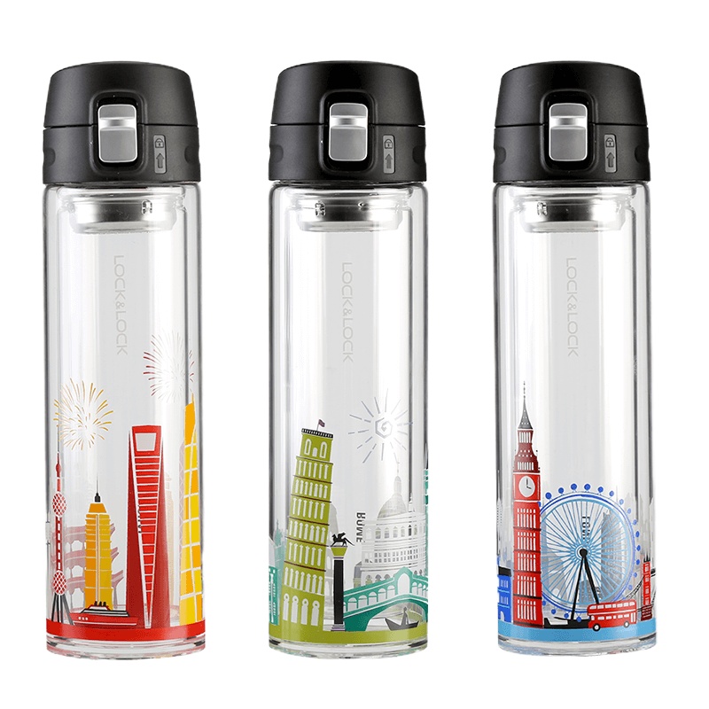 乐扣乐扣(lock&lock)城市系列304不锈钢双层玻璃杯LLG663 350ml