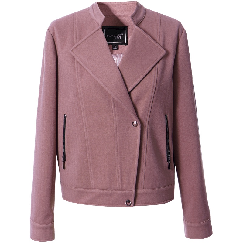 OUNIXUE欧昵雪 | [简约立领毛呢短外套]秋冬季酷帅拉链夹克显瘦呢子上衣女