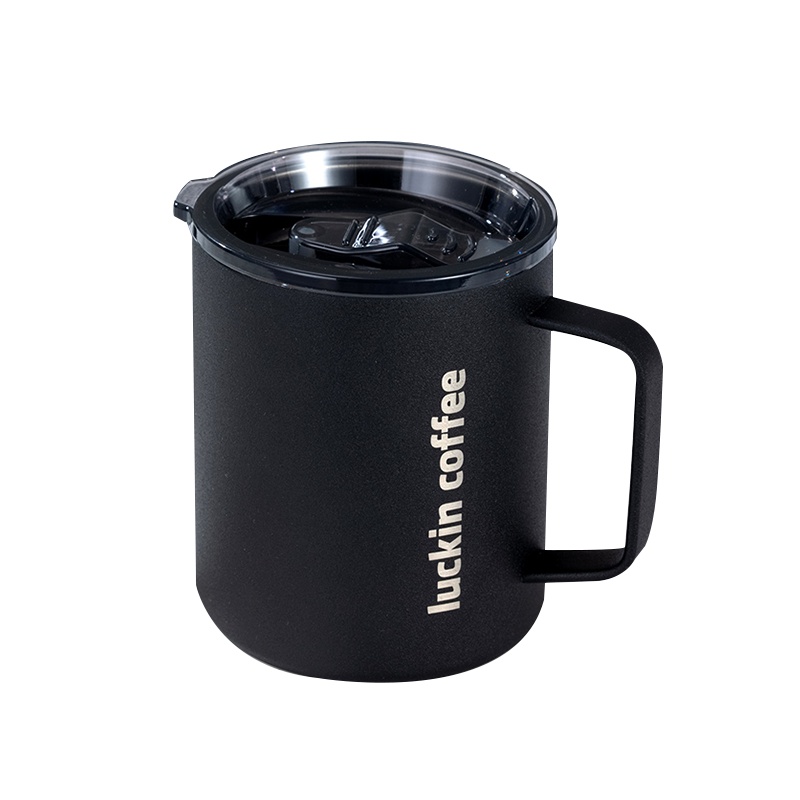 瑞幸咖啡(luckin coffee)雅黑磨砂桌面杯带盖保温咖啡杯马克杯