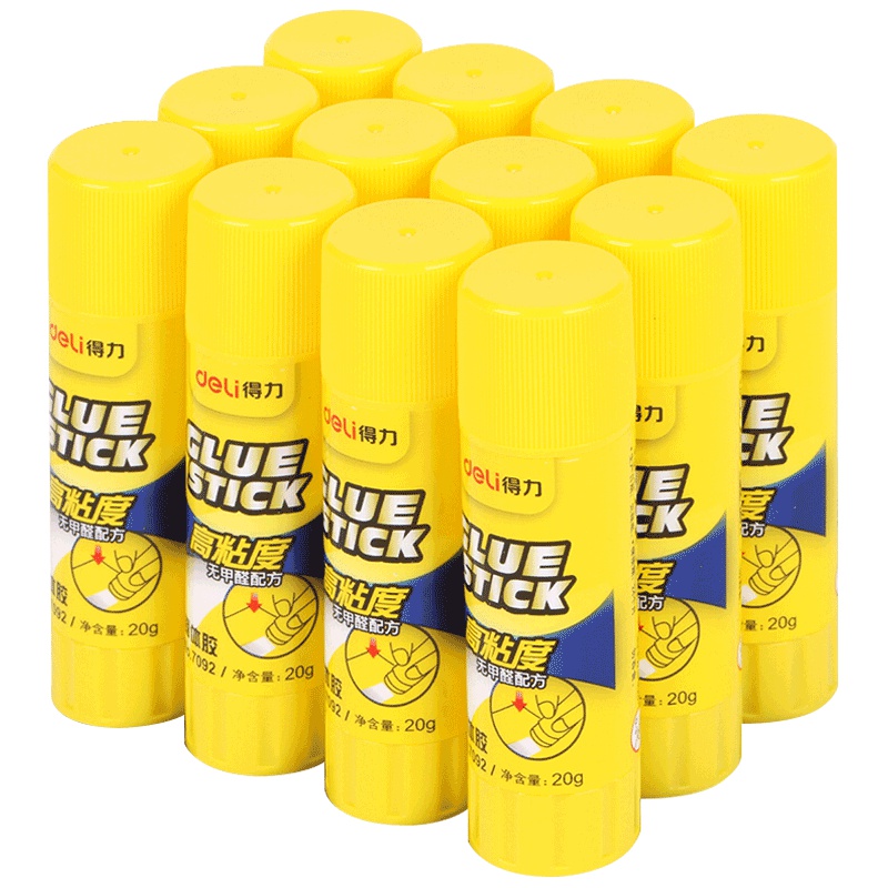 得力(deli)7092胶棒固体胶12支/盒 20g 高粘度固体胶 学生手工课胶棒 儿童幼儿园胶水 无甲醛配方