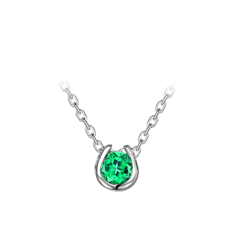 手拉手(Slaso) 18K玫瑰金镶祖母绿吊坠 祖母绿吊坠项链套装 宝石首饰 彩宝项链吊坠女士款 含证书送恋人