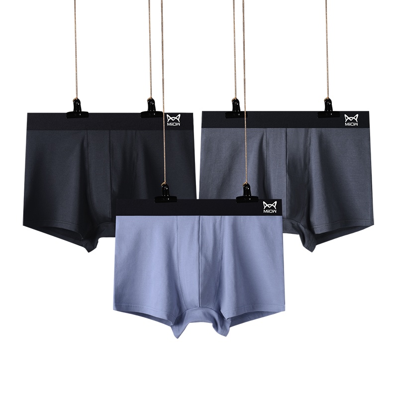 猫人男士纯棉莫代尔平角裤加肥加大码内裤4条装