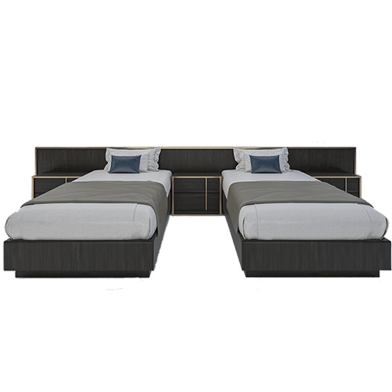 欧宝美新中式家具酒店宾馆标间单人床双人床电视柜长桌定制家具