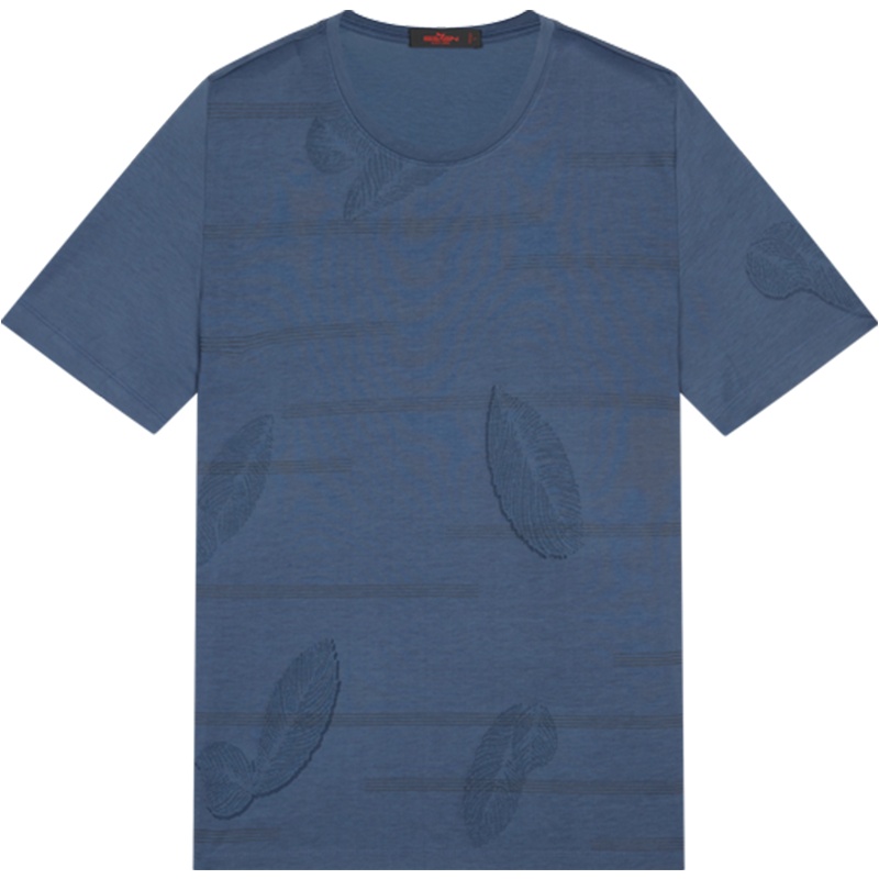 柒牌男装短袖T恤2021夏季新款修身柔软透气印花条纹青年半袖上衣