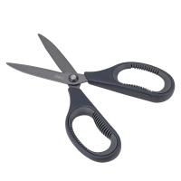 得力(deli)特氟龙防粘防锈办公居家剪刀 弧形剪片省力剪子 灰色77754