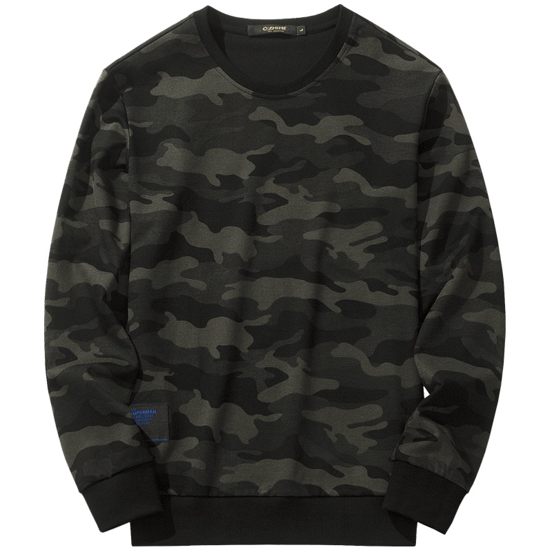 千纸鹤男装迷彩外套男2019秋装男士圆领卫衣韩版休闲上衣潮15165