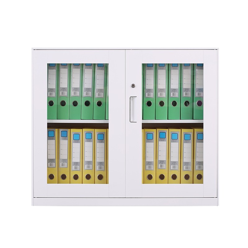 臻远文件柜办公柜钢制铁皮柜资料档案储物柜拆装窄边柜纯白色加厚款 760对开玻柜